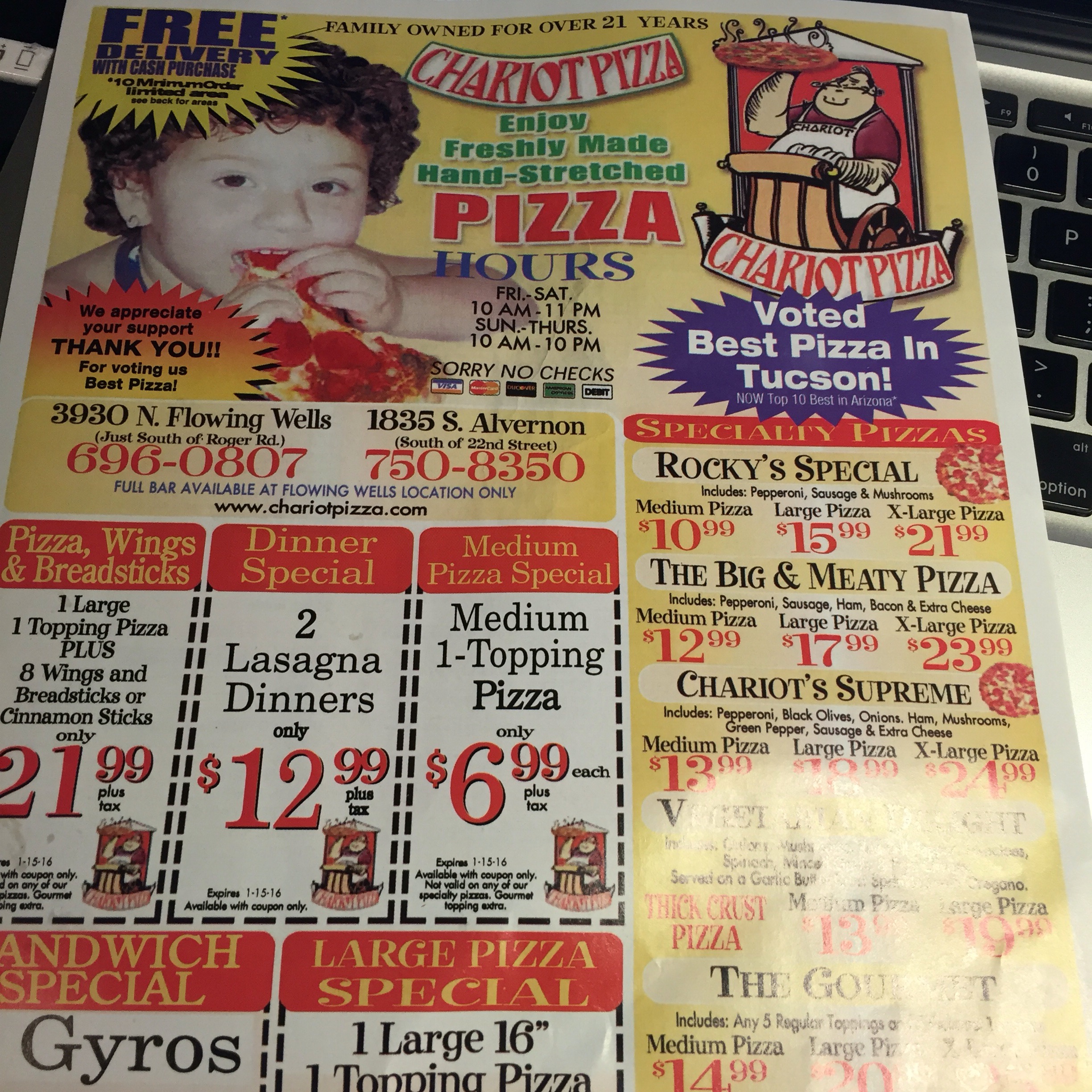 Chariots pizza coupons
